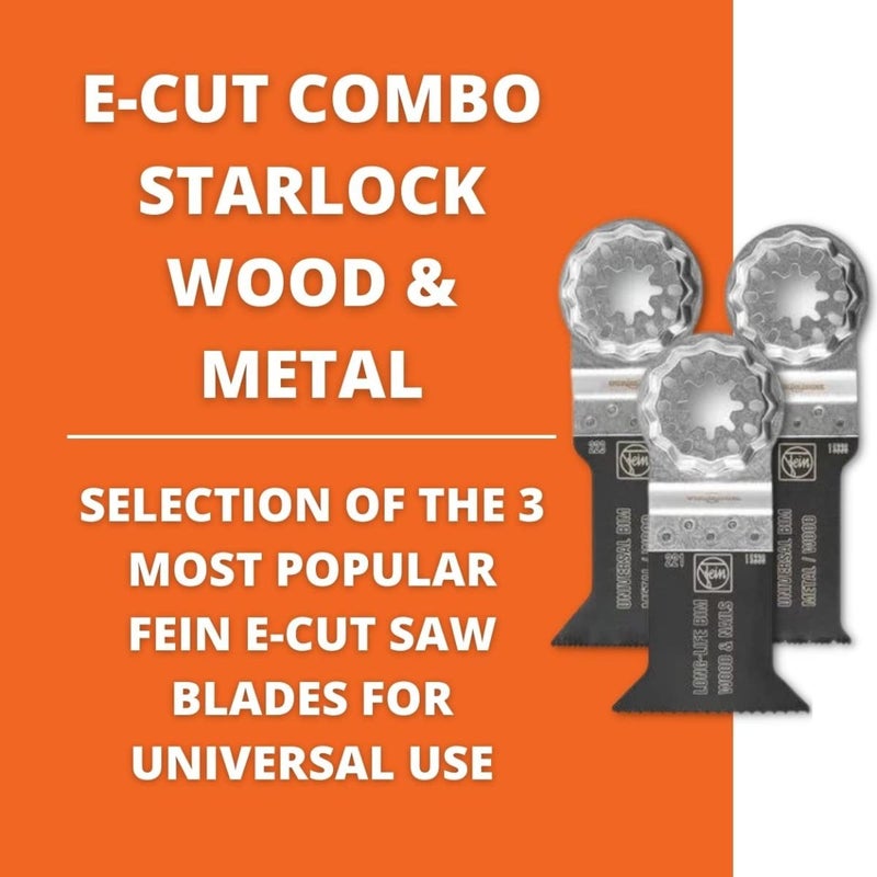Fein Starlock E-Cut Combo Wood & Metal Saw Blade Set - 3-Piece Kit for Precision Cutting, Includes (2) E-Cut Universal, (2) E-Cut Long-Life Saw Blade - 35222952140 - Image 3